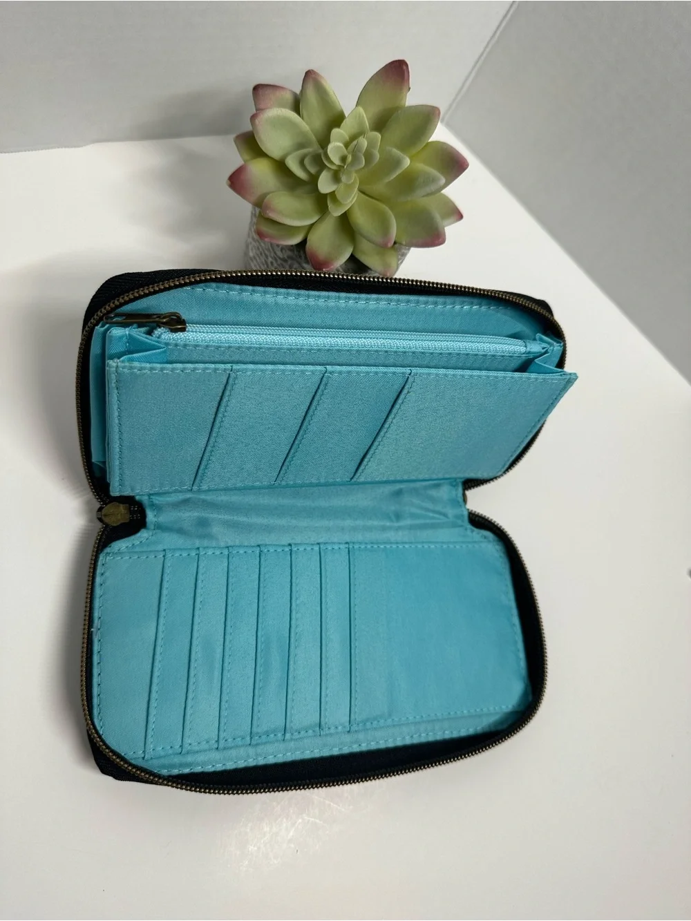Travelon Black Textured Zip Pouch with Gold Accent